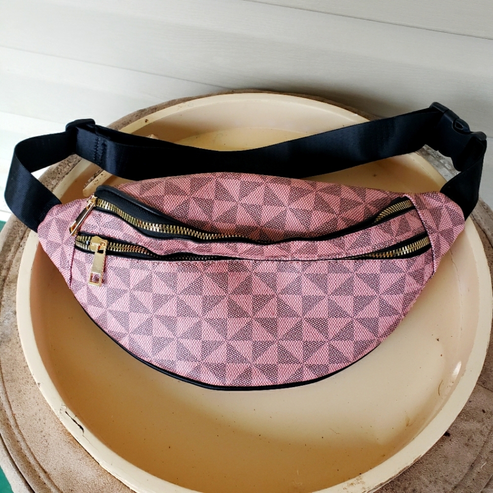 Pink leather fanny pack